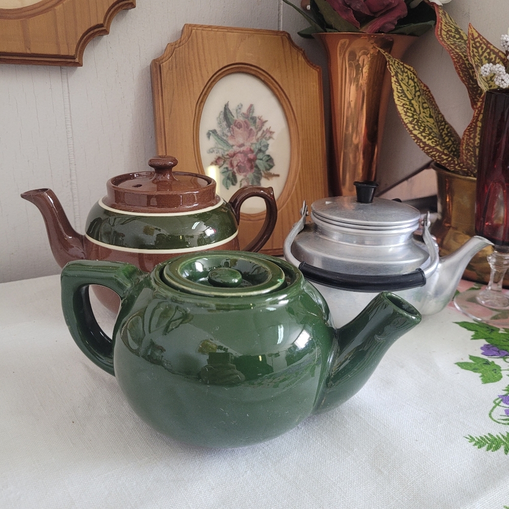 Vintage Medalta Pottery Teapot Single Serve Green